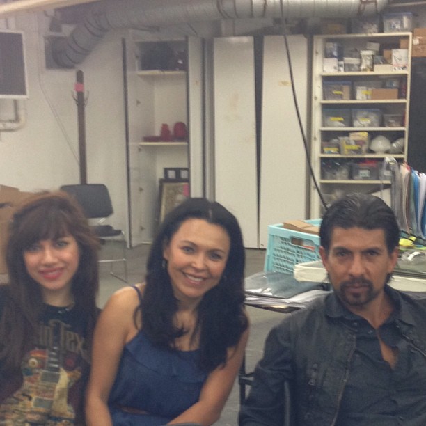 Sandra Santiago on the set of Volver with actor Anton Rivas and actress Dee Taquali at Los Angeles Film School https://www.sandrasantiago.com