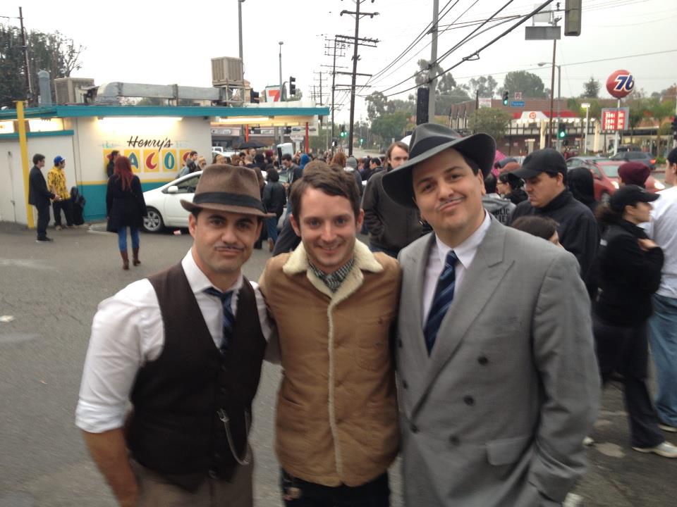 Schwartzy and Pagana with Elijah Wood on the set of 