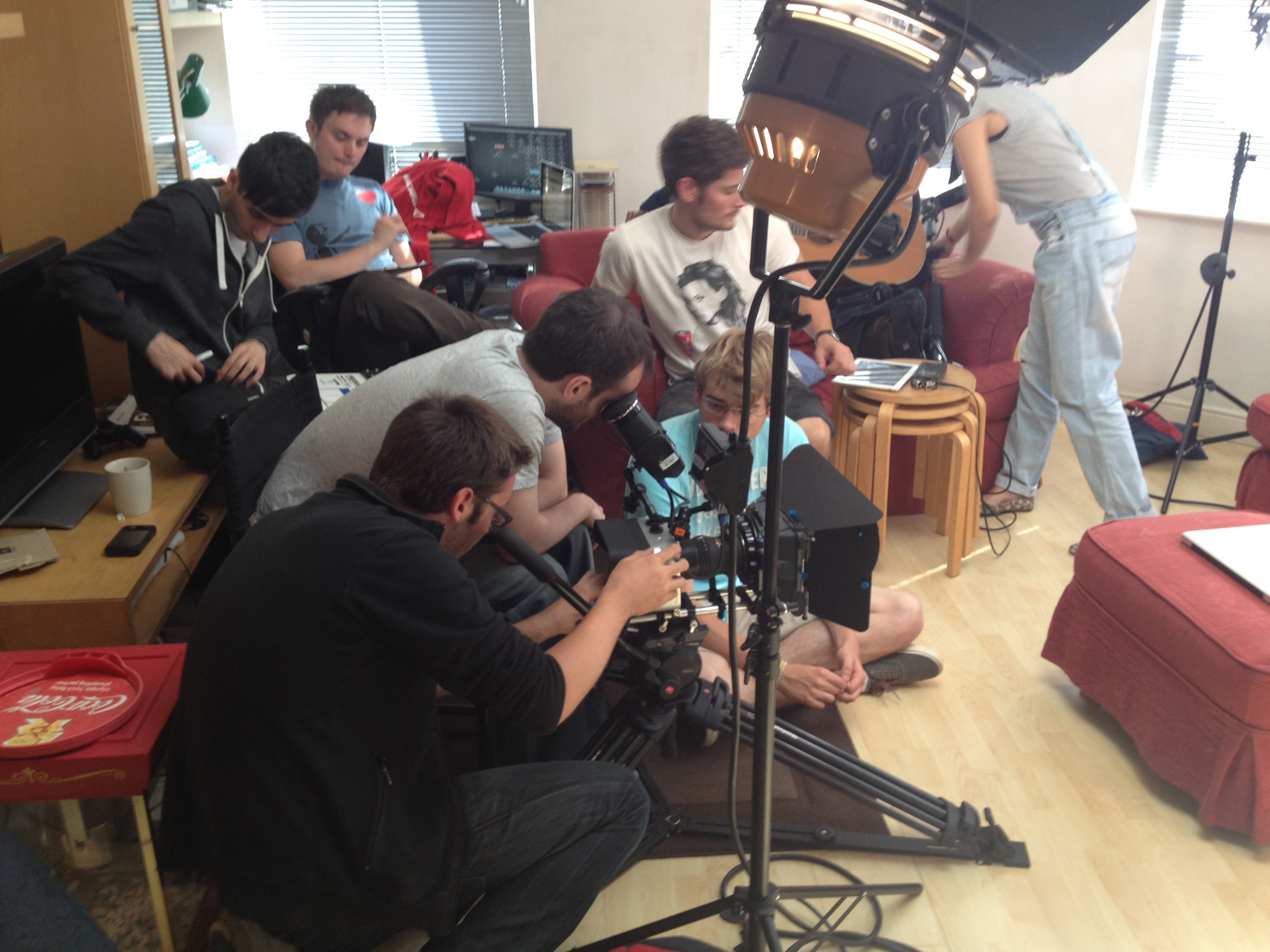 The crew of THE PROTAGONIST prepares for the very first shot of the shoot