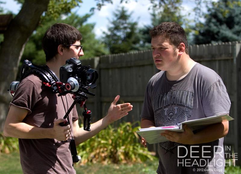 On set of Deer In The Headlight with Taylor Frontier