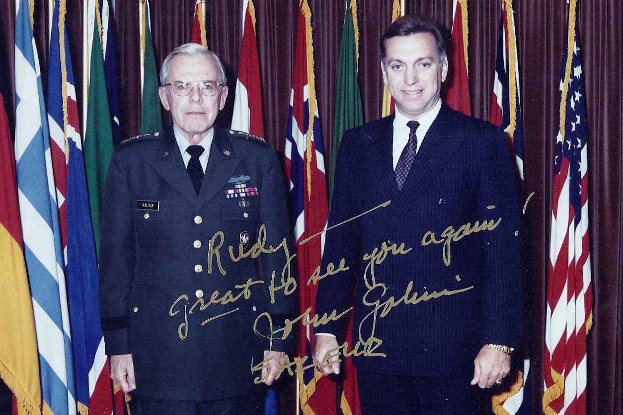 With my mentor and friend General Jack Galvin, Supreme Allied Commander Europe and US Commander-In-Chief Europe at his headquarters in Mons, Belgium in 1988.