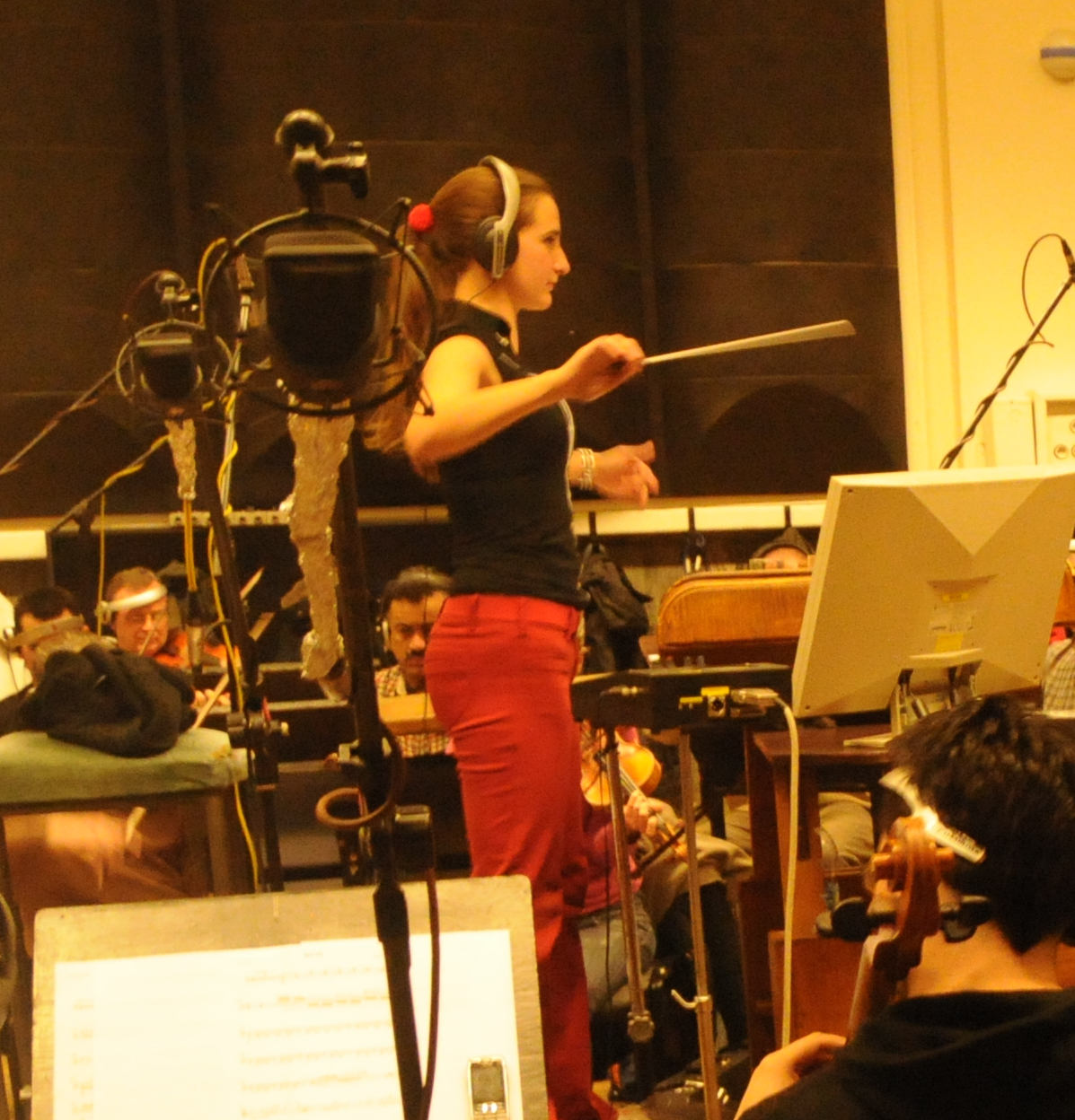 Rachel conducting the City of Prague Philharmonic for one of her film cues.