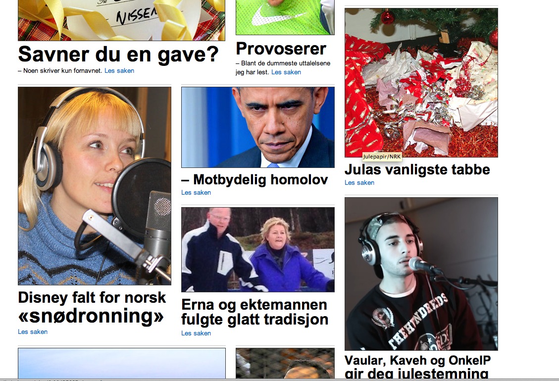 On the front page of NRK -Norways state channel. 