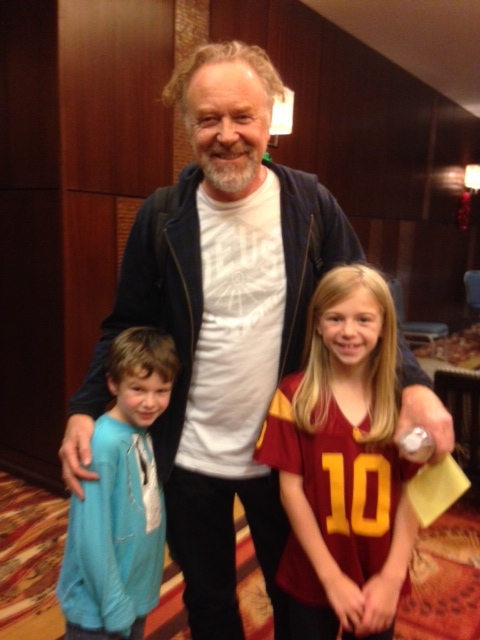 Emma with director Rocky Morton (and her brother Benjamin) on the set of their Embassy Suites Commercial