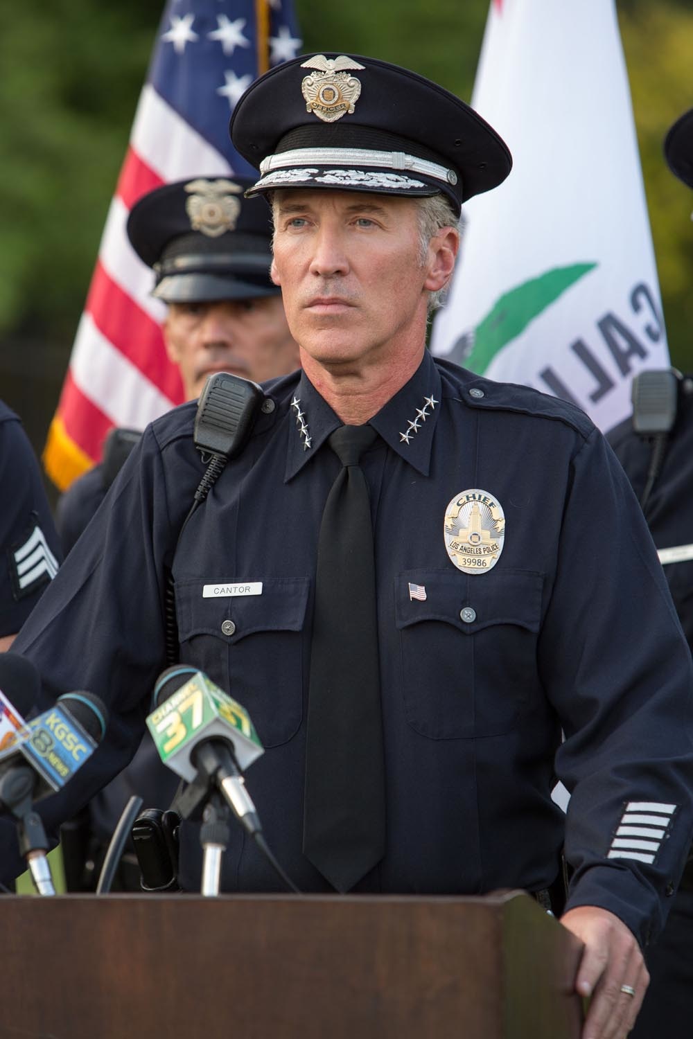 Actor Fred Galle as LA Police Chief Cantor in the hit movie Lets Be Cops for 20th Century Fox Studios and Genre Films Directed by Luke Greenfield