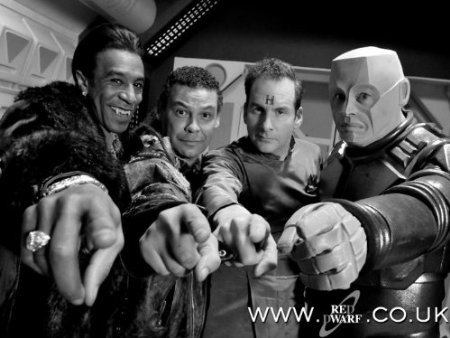 Chris Barrie, Craig Charles, Danny John-Jules and Robert Llewellyn in Red Dwarf (1988)