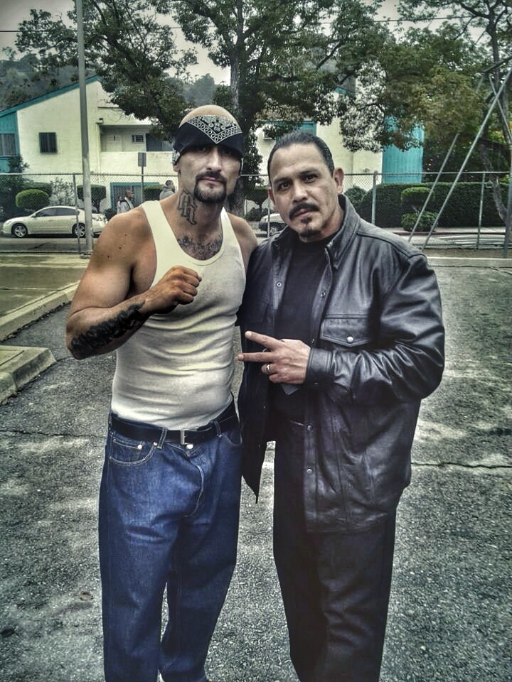Emilio Rivera and I on set in FrogTown.