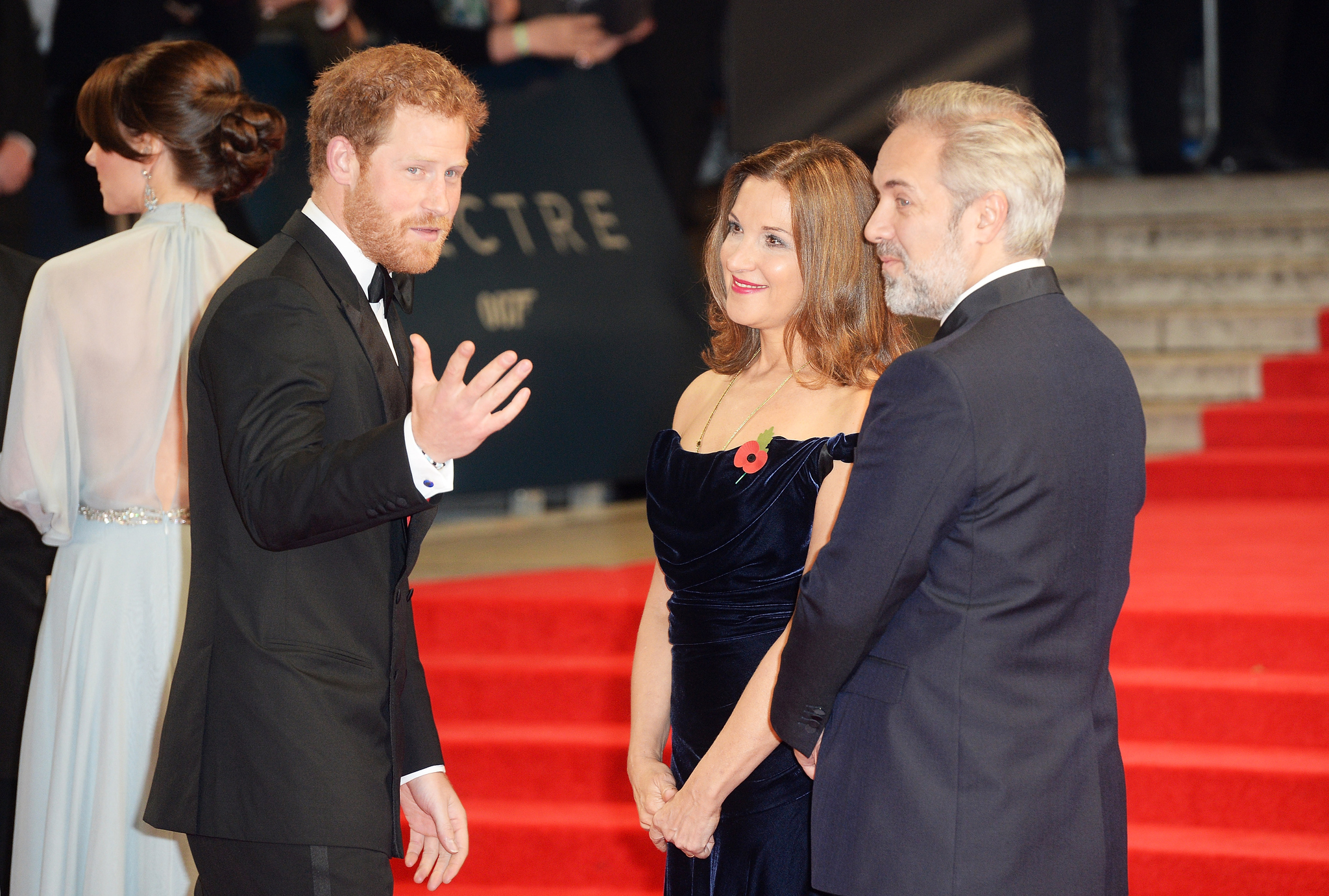 Sam Mendes, Barbara Broccoli and Prince Harry at event of Spectre (2015)