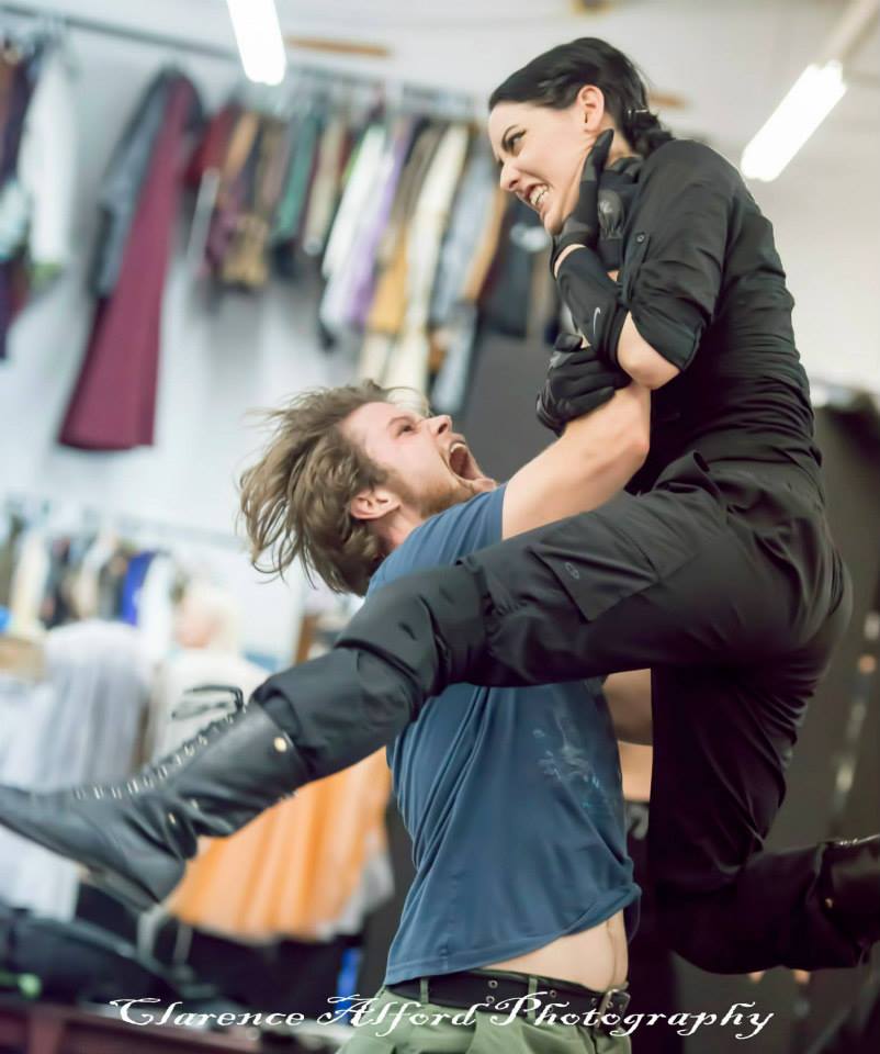 Carolyn Feres Rehearsing Stunts with Bryan Forrest 2014