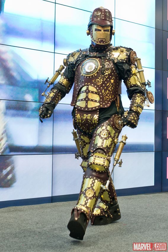 Thomas Willeford at the Marvel costume contest with his Steampunk Iron Man cosplay at Comic Con International 2014.