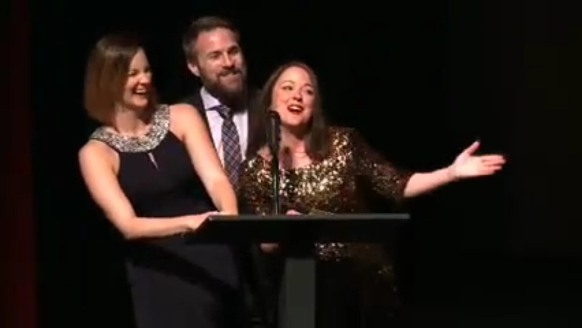 Presenting at the Indie Series Awards with Troy Mundle and Erin Coleman