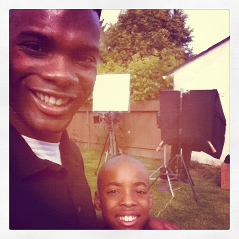 Lil Hiram, and I shooting with Morgan Freeman.