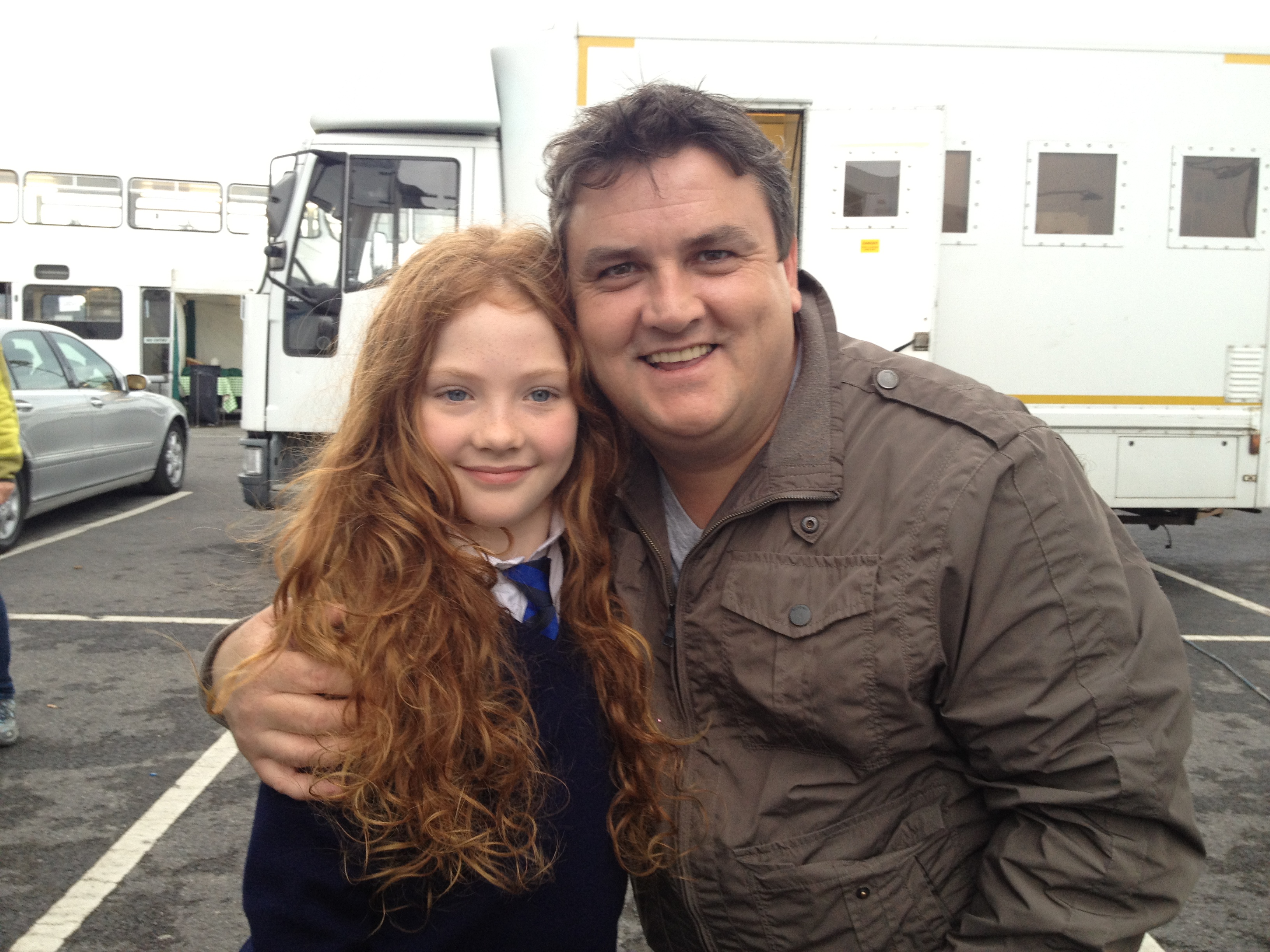 Playing young Georgina in 'FOOD GUIDE TO LOVE' Film. On the set with Actor, Simon Delaney 2012