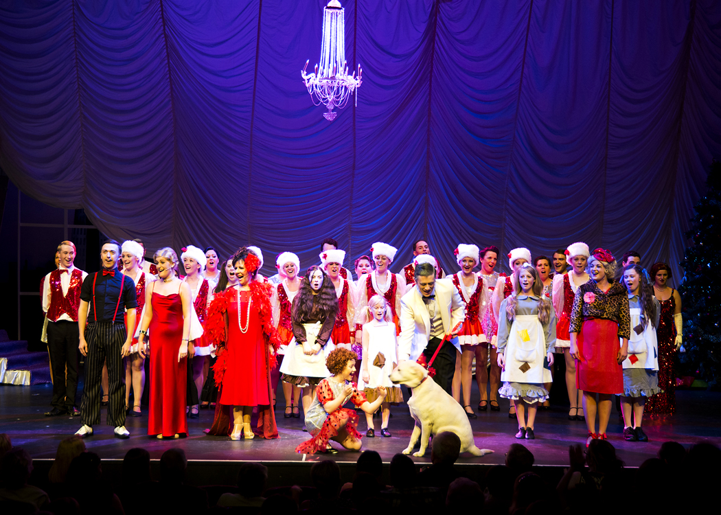 Playing ANNIE Jr. with cast in August, 2012