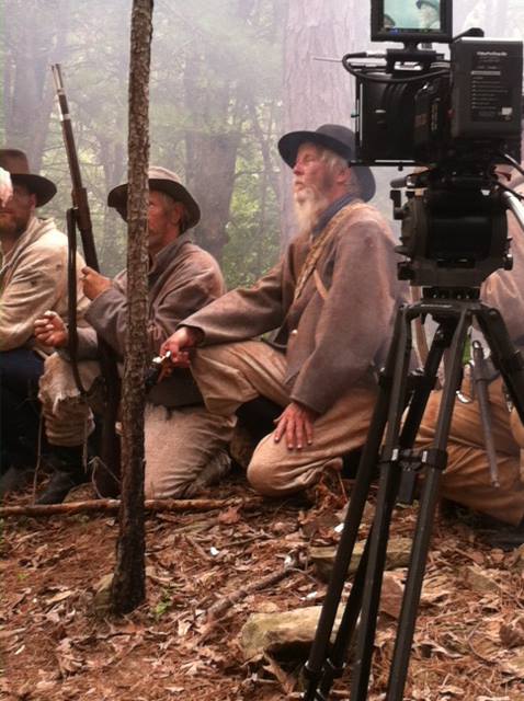 On the set of the Civil War movie Union. Featured fronline Confederate soldier. The Yankees are attacking.