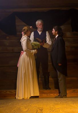 Reverend Perkins conducting wedding ceremony between Henry Kieler and Virginia Klaisingin Civil War film UNION.