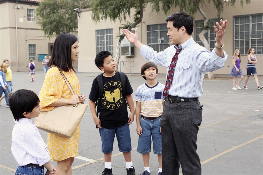 Still of Randall Park, Forrest Wheeler, Ian Chen and Hudson Yang in Fresh Off the Boat (2015)