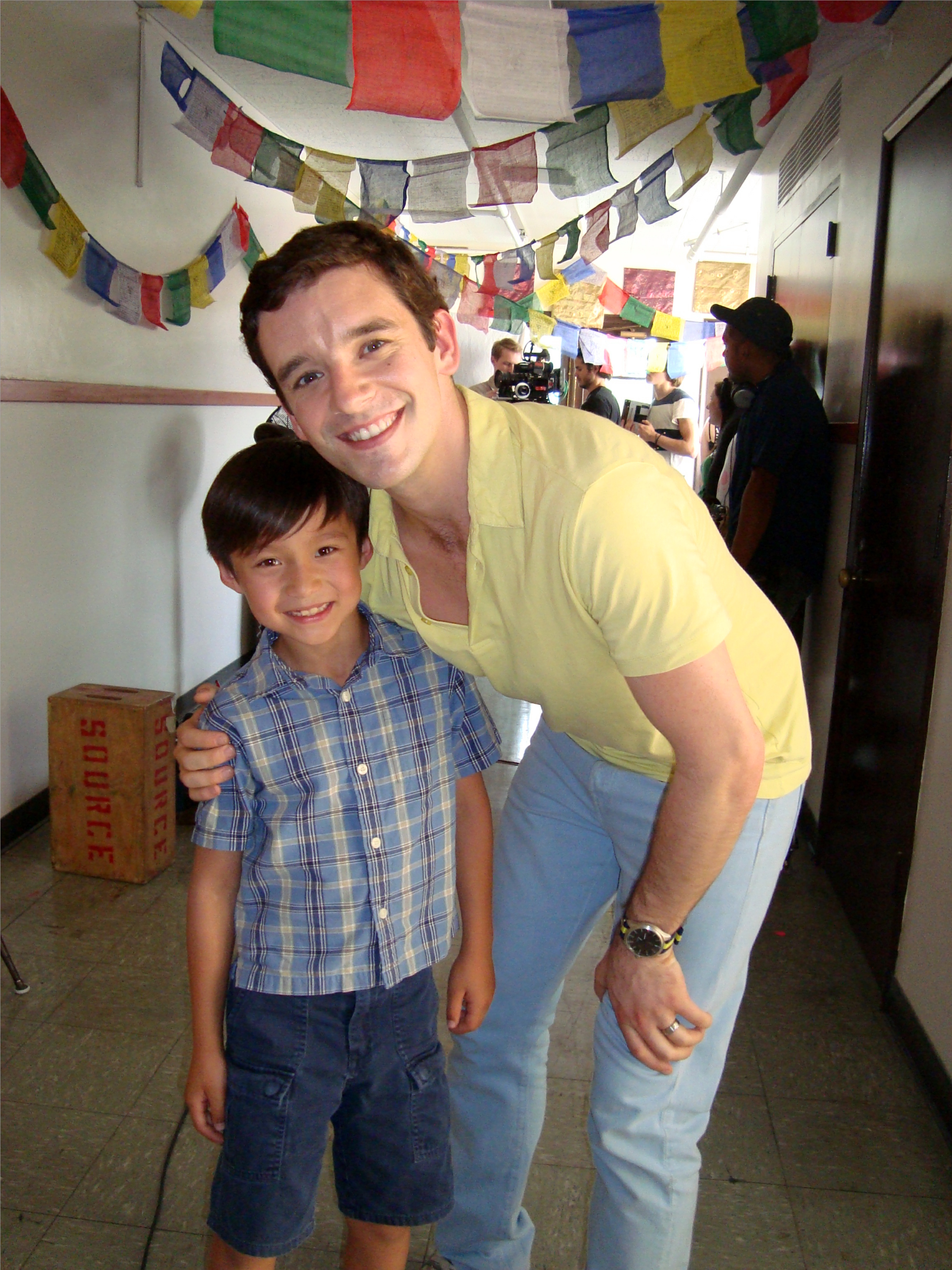 Michael Urie and Forrest Wheeler on set of 