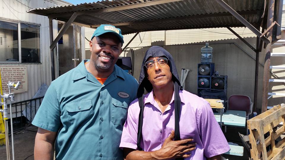 Antonio D. Charity and Andre Royo on the set of HUNTER GATHERER