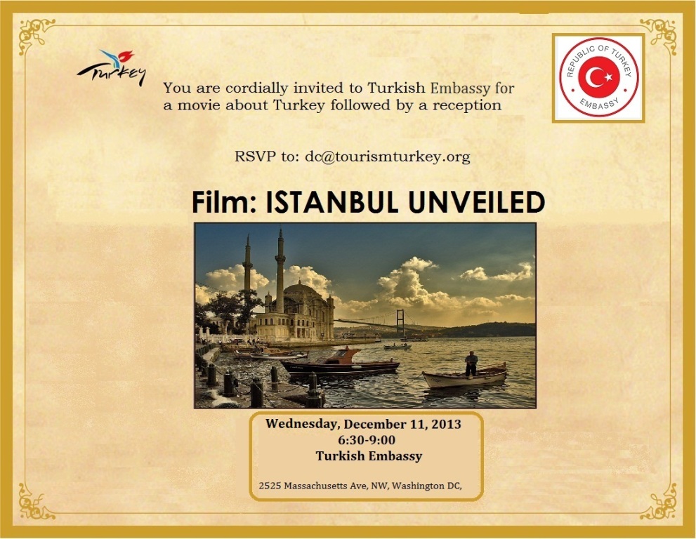 Screening of Istanbul Unveiled at the Turkish Embassy in Washington D.C. in December 2013.
