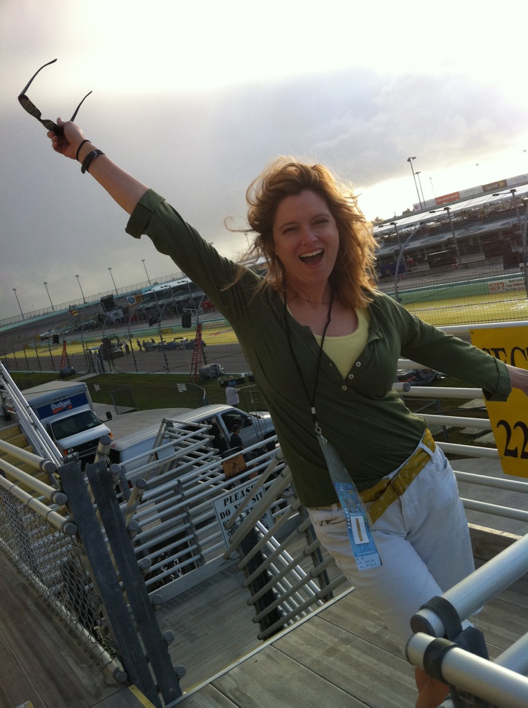 Tamara Jones at Homestead Raceway on set of national Coca Cola commercial.