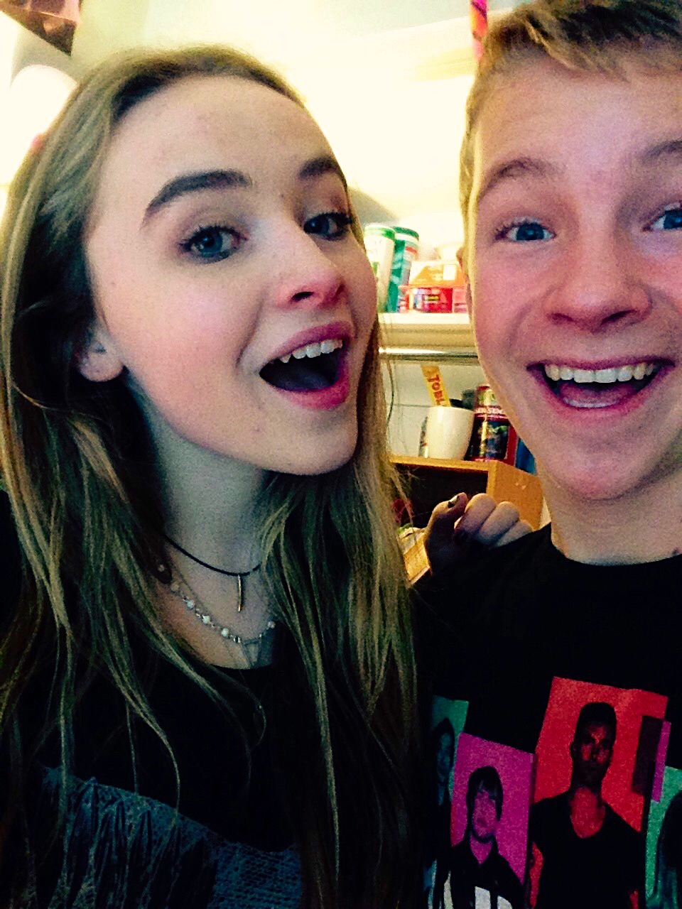 Justin Ellings with Sabrina Carpenter on the Set of Girl Meets World.