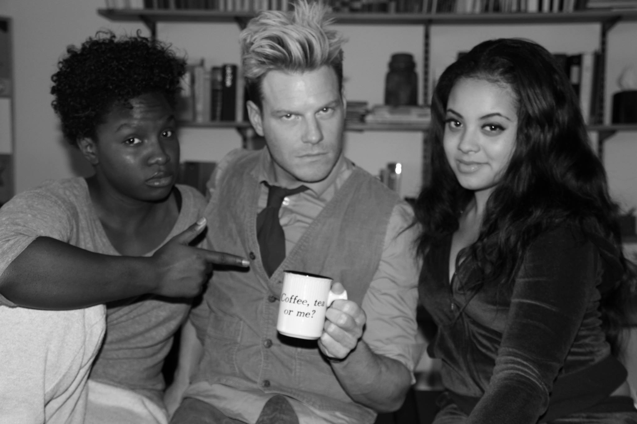 Zahra Bentham, Pat Mills, Laytrel McMullen on set of Guidance