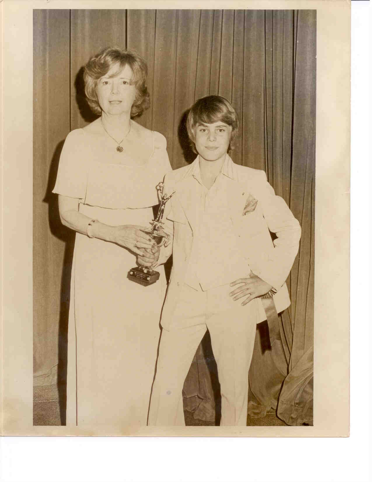Augie Buttinelli with Gladys Davis of Cappa Chell Modeling, Washington DC at the Waldorf Astoria 1976 International Modeling Show 2 runner up pre-teen commercial