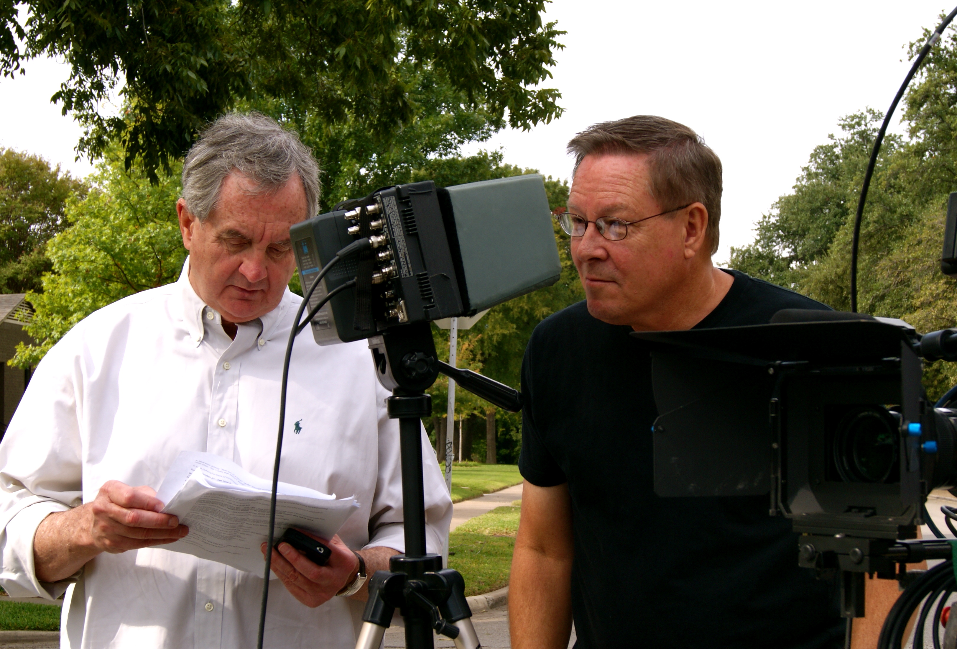 On the set of 'Texas Heart' with co-author, Nick Feild