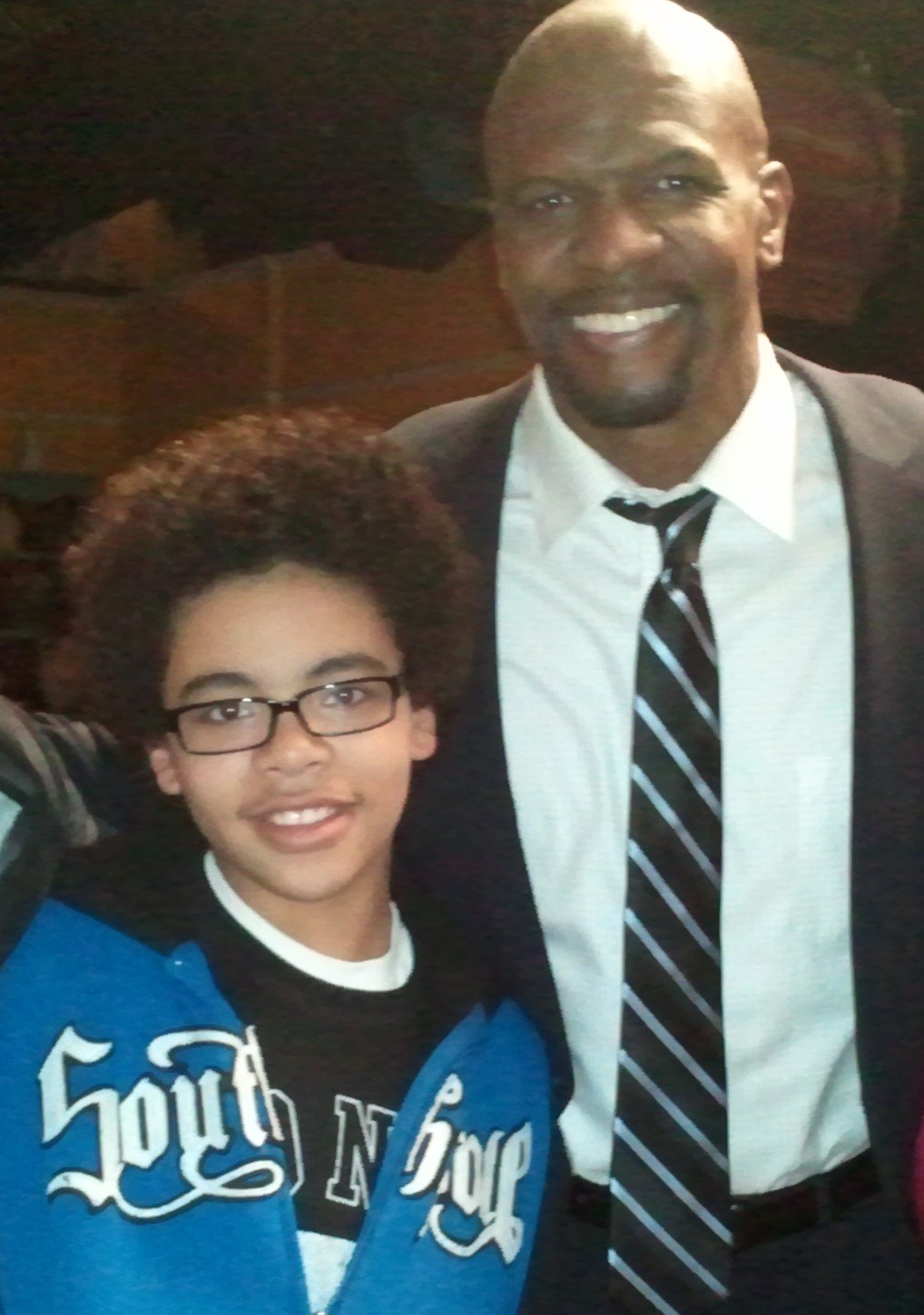 Devon with Terry Crews on the set of Are We There Yet?