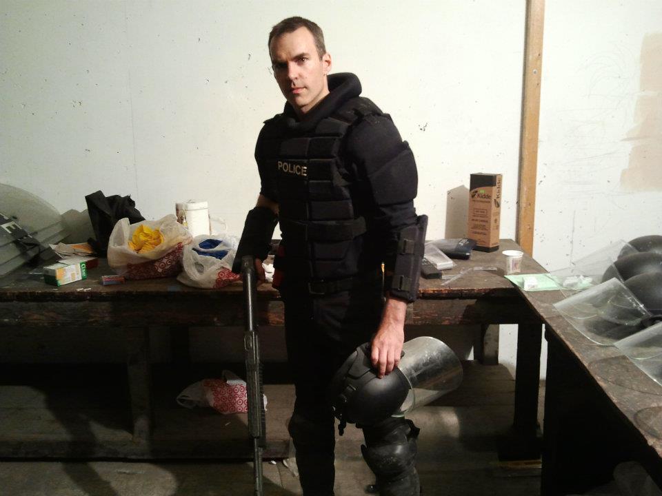 on set as a SWAT officer