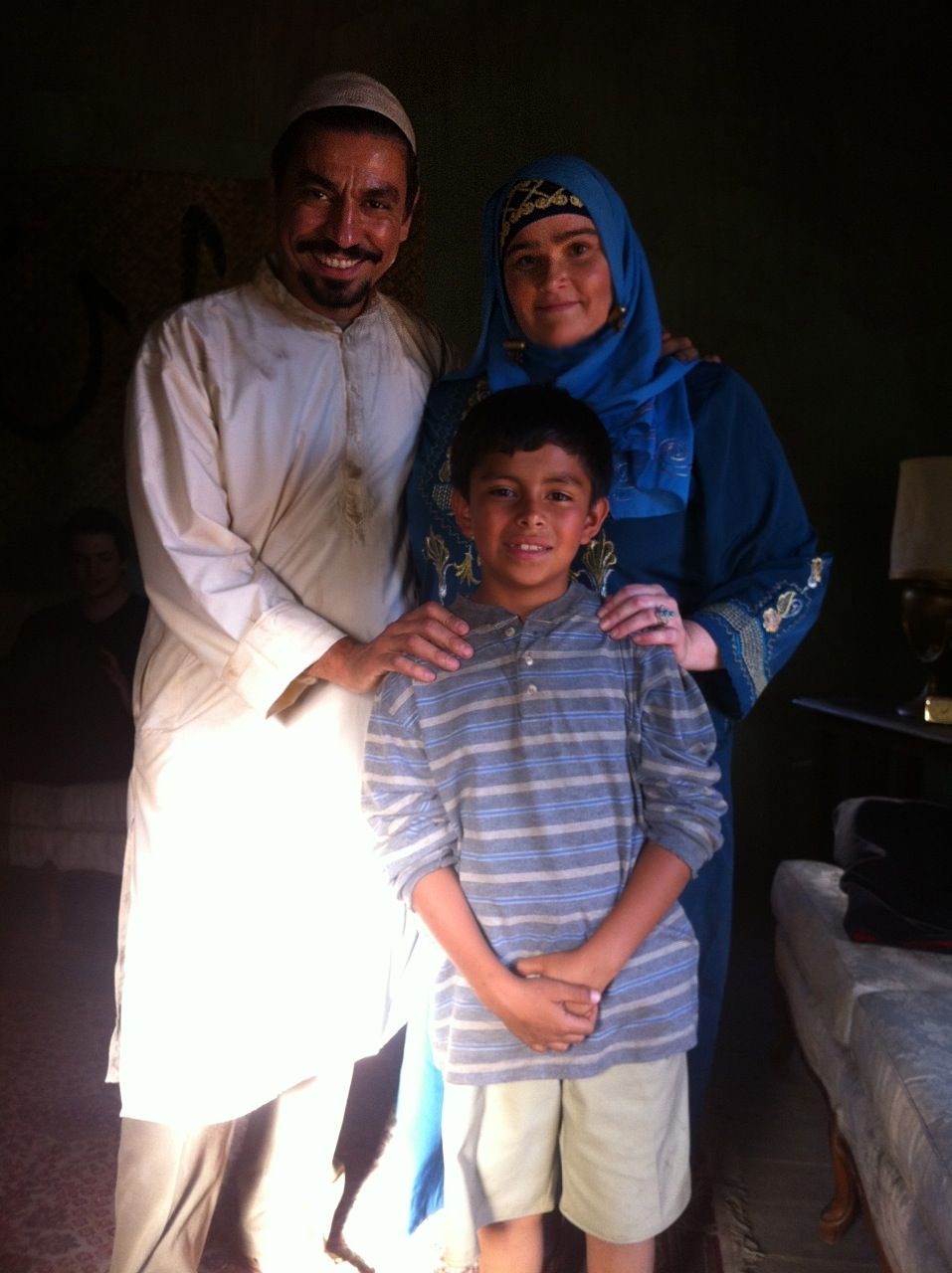 The Happy Pre - Tragedy Family in their Lebanese home: God's Slave (2013)( http://www.imdb.com/title/tt1772845/ ). Hamzah: Ayman Samman ( http://www.imdb.com/name/nm2942686/ ), Aqsa: Devorah Lynne Dishington, and Ahmed ( César )
