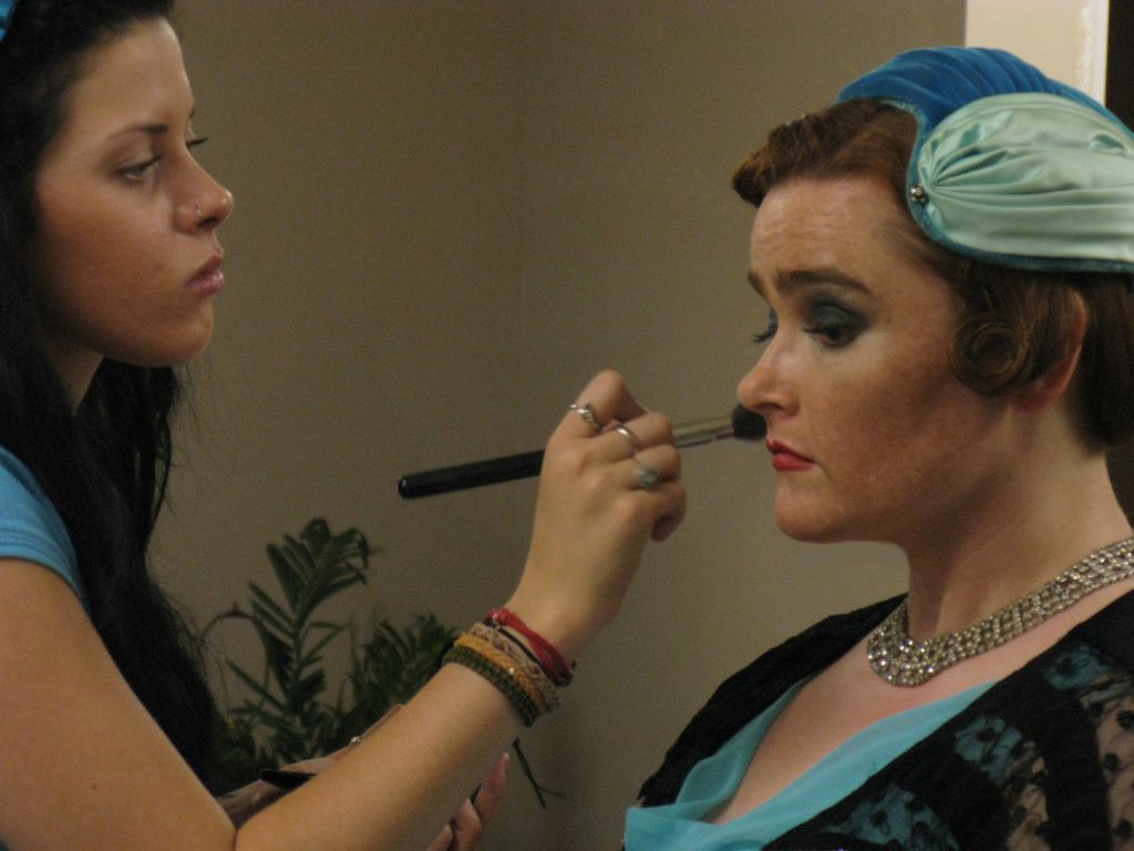 The Audition [ 2009 ] ~ Samantha Lynn Ward puts finishing touches on me to complete a total transformation into a 1920's Flapper Floozie / Flapper Hussy . . . yet, come to think of it, I was the only one, beside the leads, to not lose their clothes!