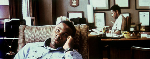 Derek Luke as Antwone (foreground), Denzel Washington as Jerome (background)