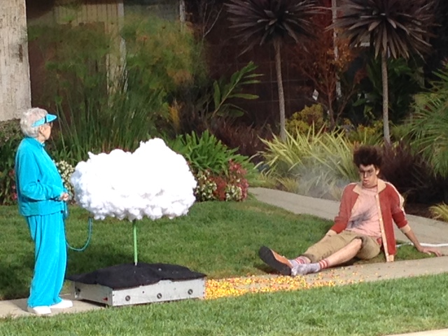 Matty Cardarople on set Skittles cloud commercial.