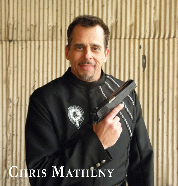 Chris Matheny as an assassin on the set of 