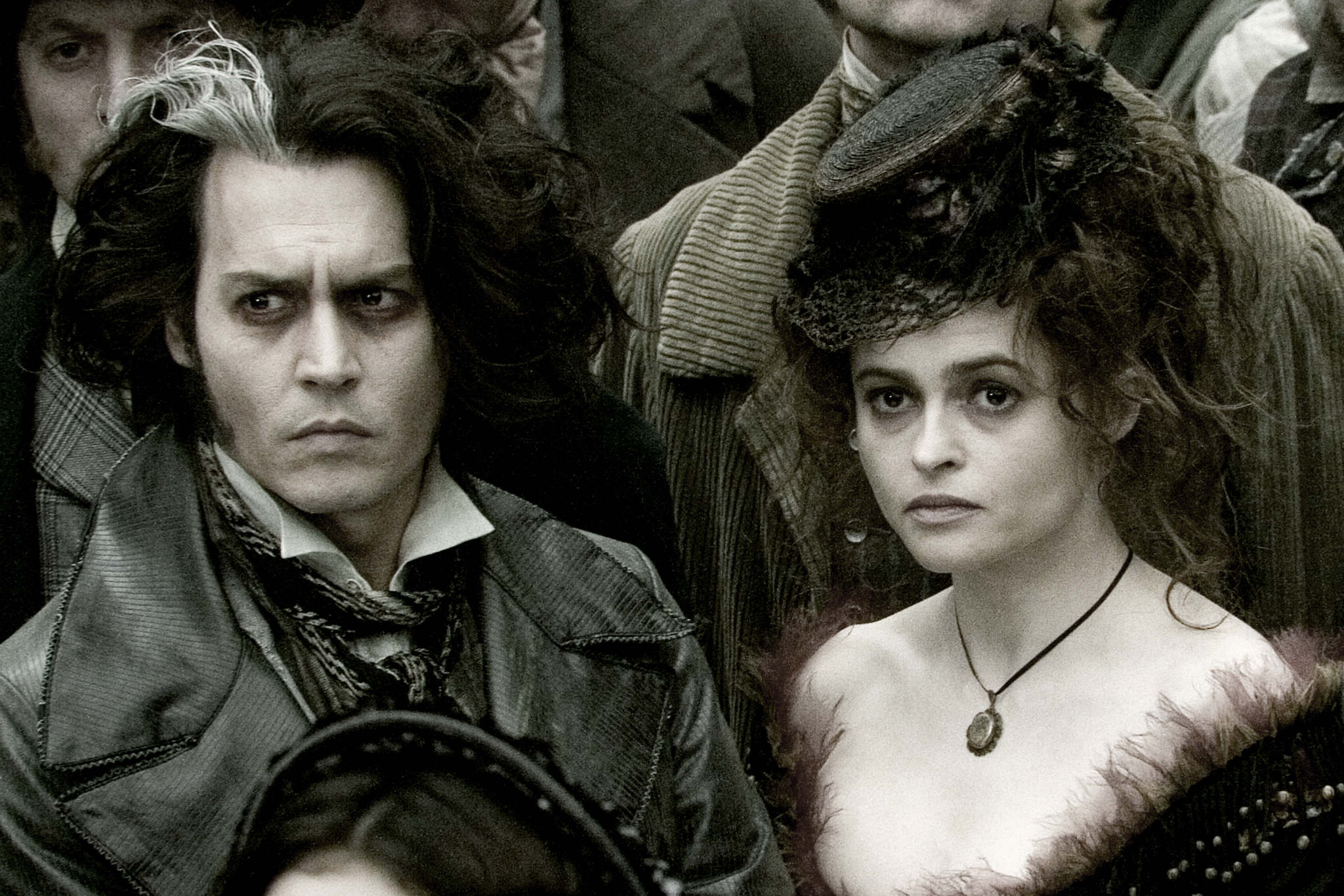 Still of Johnny Depp and Helena Bonham Carter in Sweeney Todd: The Demon Barber of Fleet Street (2007)