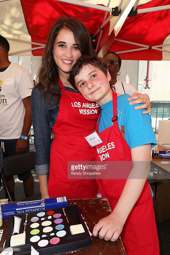 Lauren Franco and brother Jack volunteer at the Los Angeles Mission Block Party (2015)