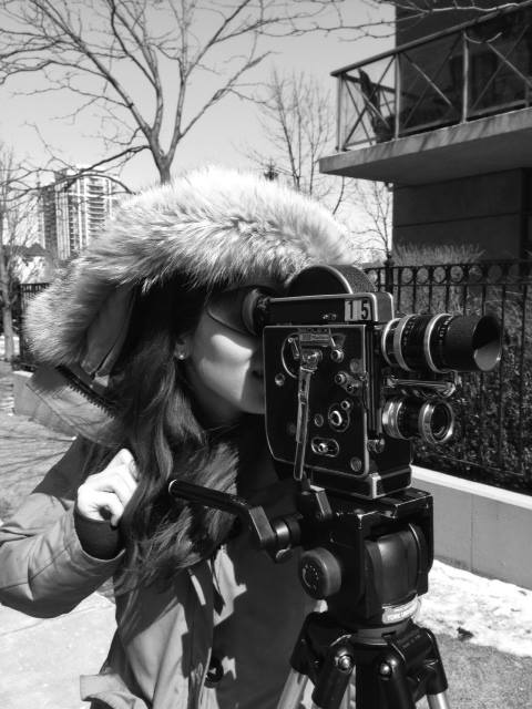 Cleo Tellier on set directing a short film