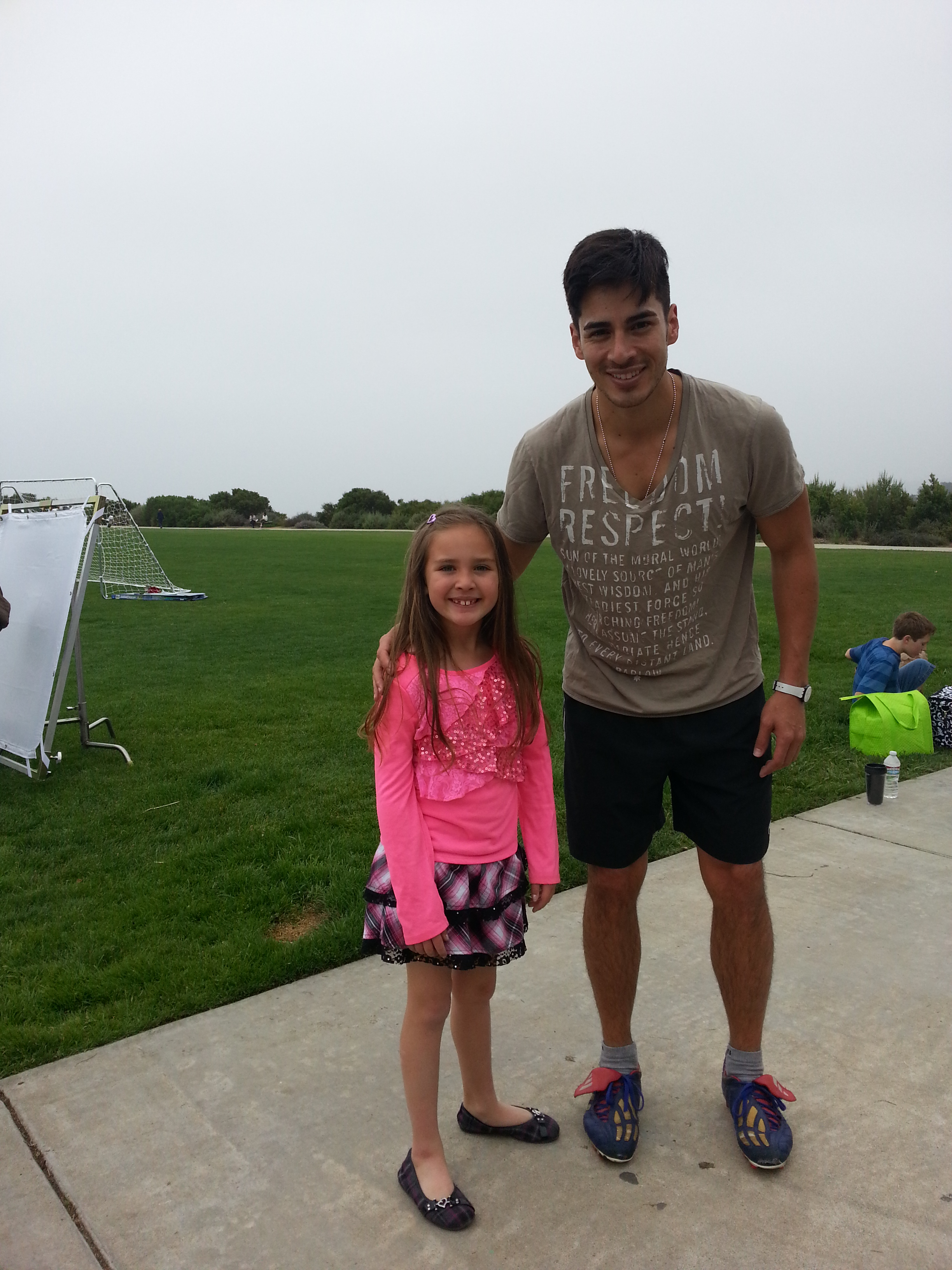 Hannah with Actor Michael Galante filming the pilot 