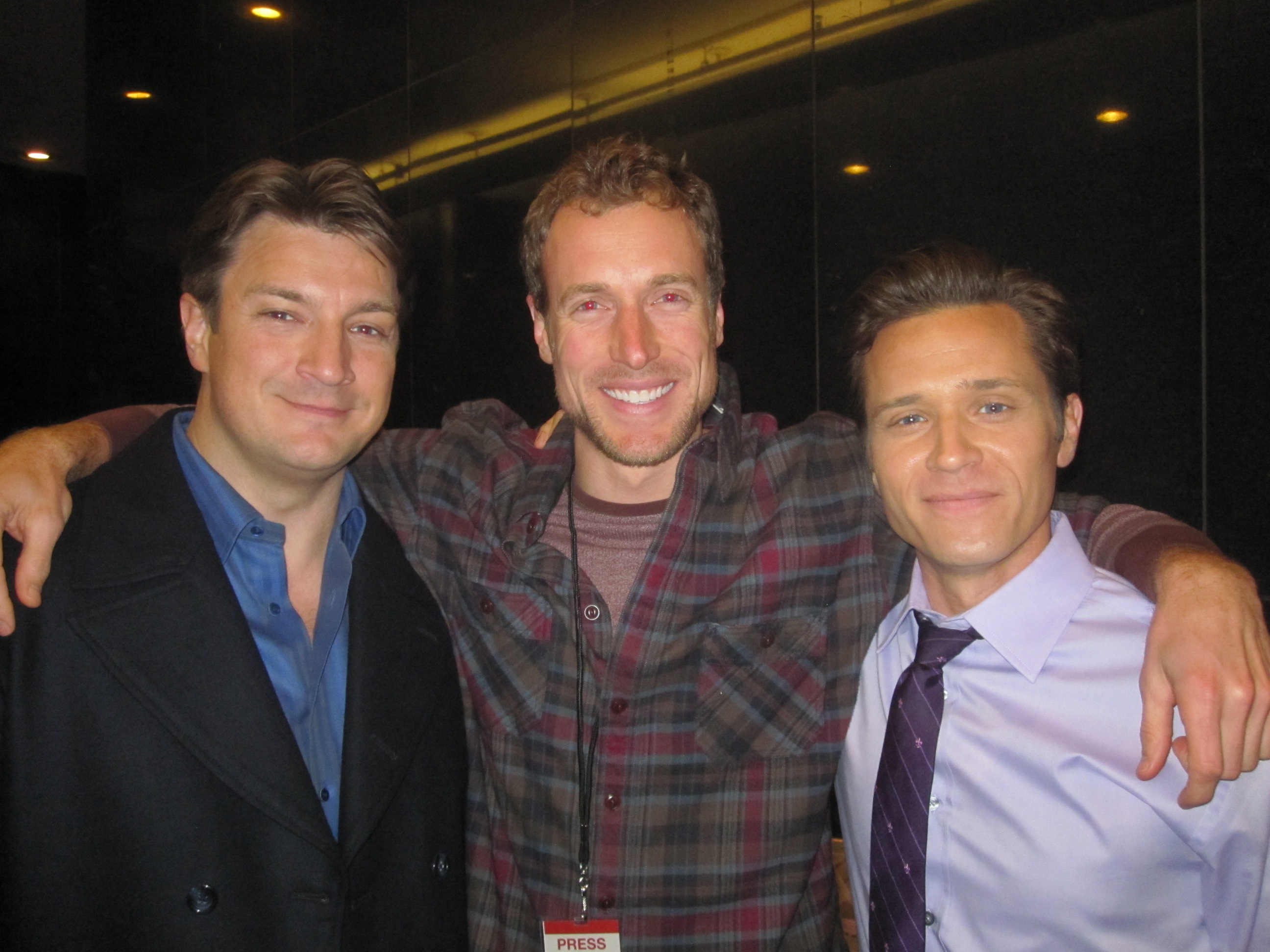 On the set of 'Castle' with Nathan Fillion, John Ruby and Seamus Dever