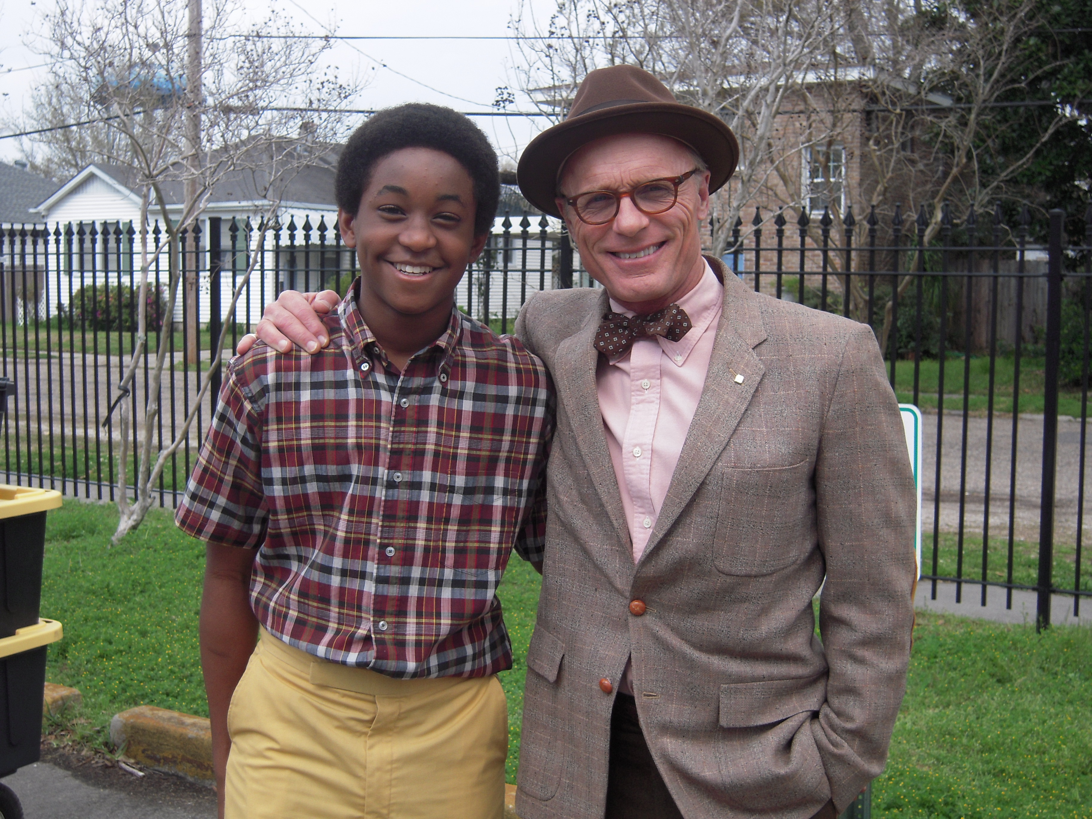 Ed Harris and Renwick Scott on the set of 