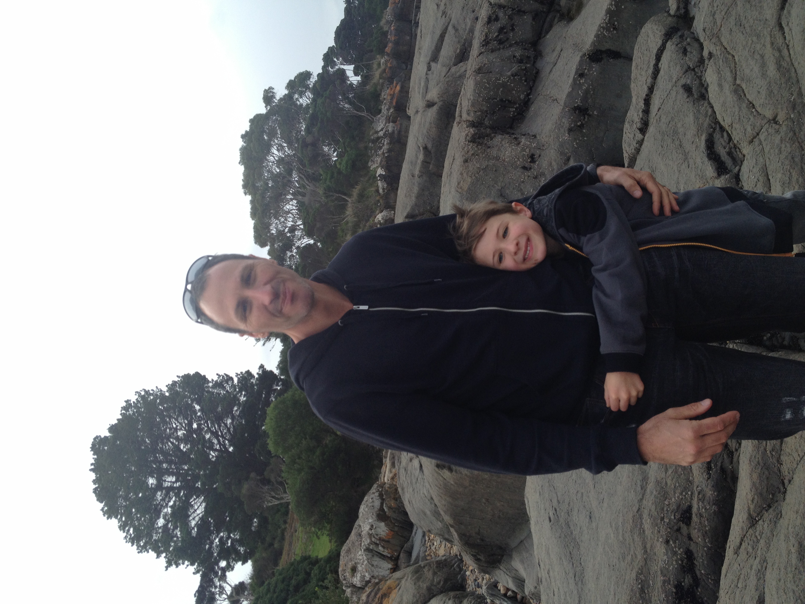 On writing assignment in Tasmania Australia with son Kaden
