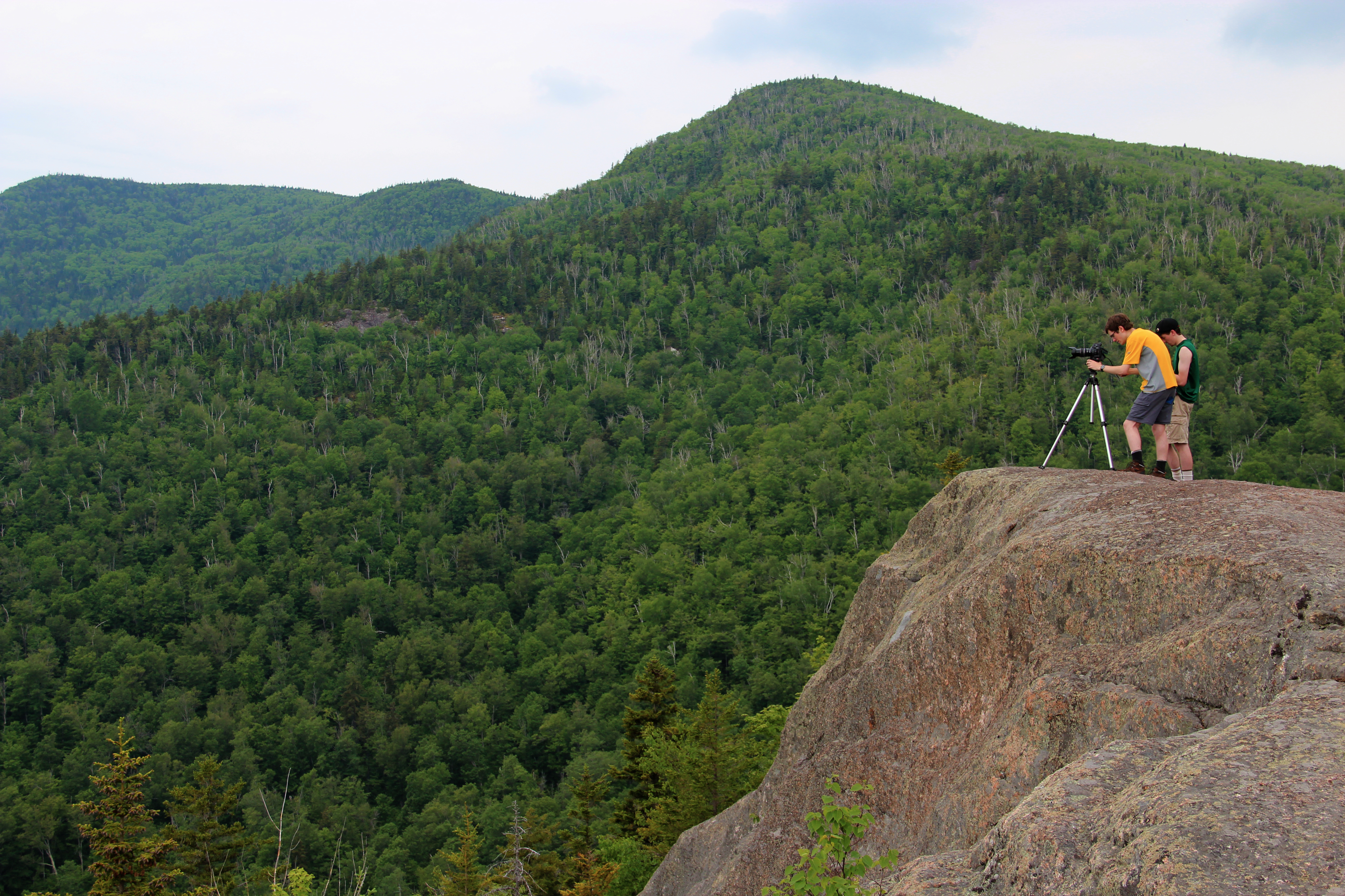 Blake Cortright [far right] and Matthew Elton [right] filming in the Adirondack Park in upstate NY for 