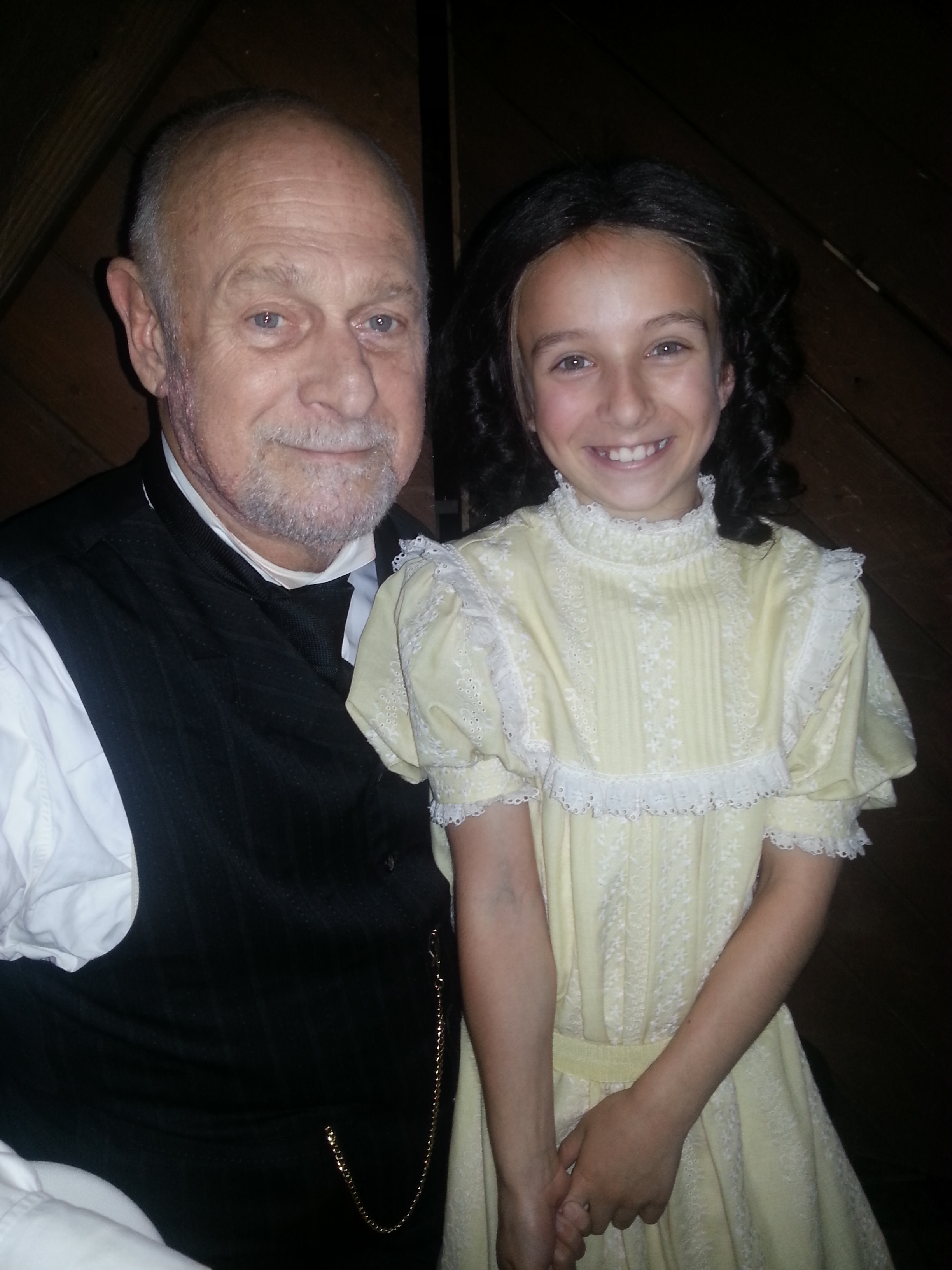 Paris on set of The Disappointments Room with Gerald McRaney.