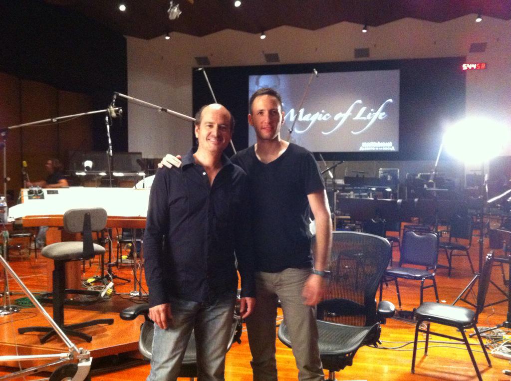 Edy Lan with producer and engineer Rafa Sardina at the recording session of 