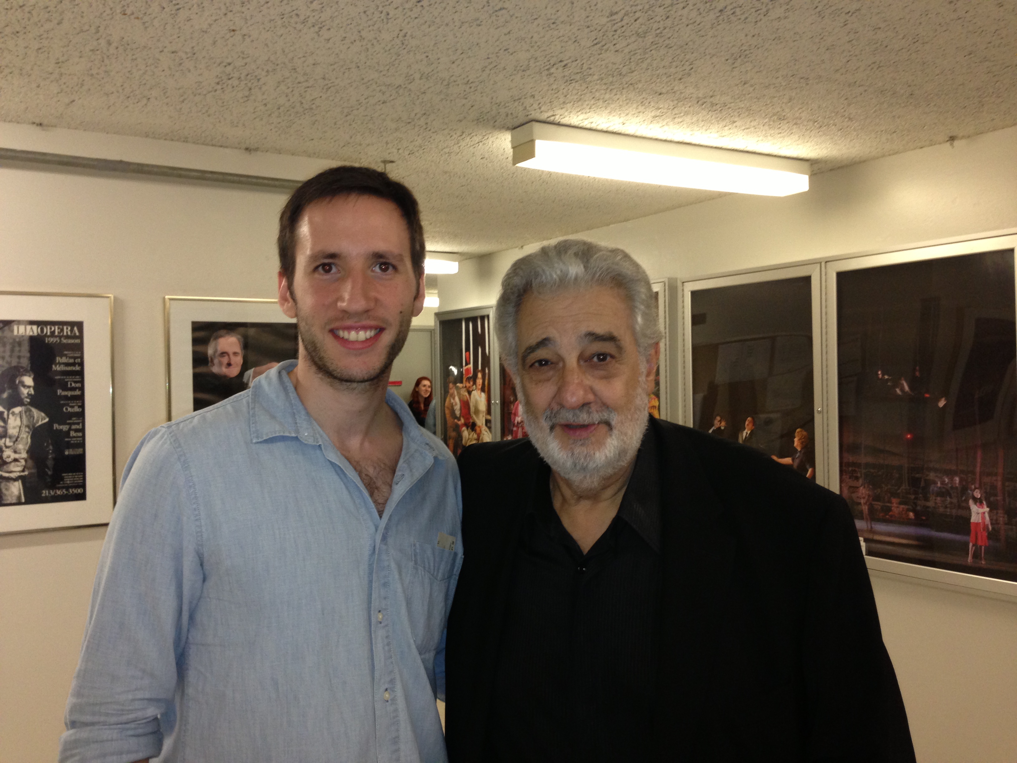 Edy Lan with tenor Placido Domingo at Los Angeles Opera working on the production of THE BOHEMIANS.