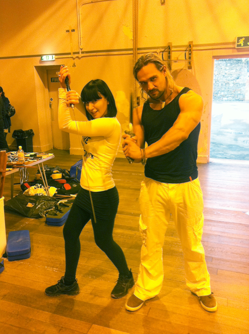 With Actor Tanya Darling Combat Training in Wales