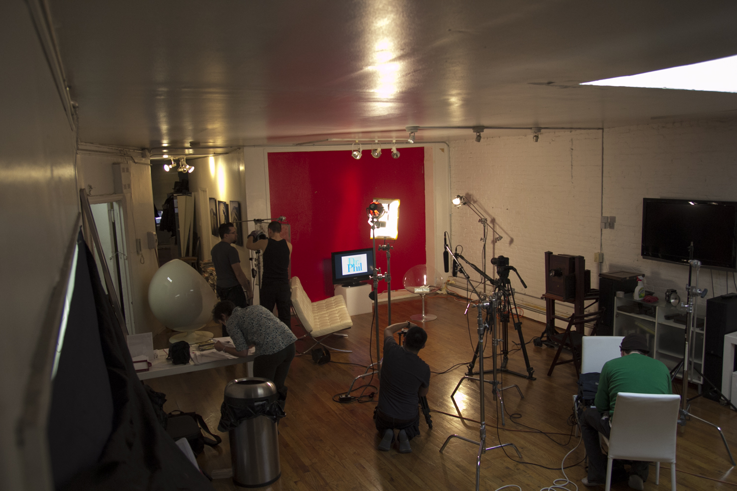 Still shot of Richards film crew LIVE on the film set of 