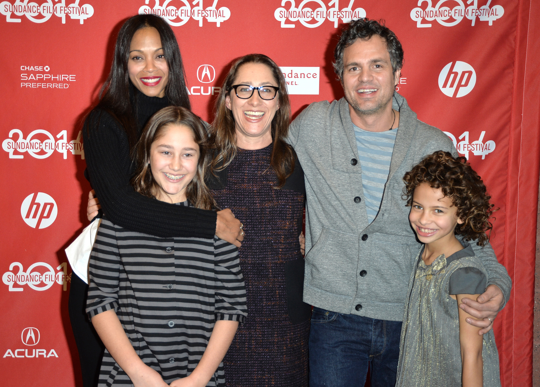 Maya Forbes, Mark Ruffalo, Zoe Saldana, Imogene Wolodarsky and Ashley Aufderheide at event of Infinitely Polar Bear (2014)